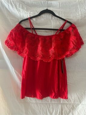 No Boundaries Red Lace Off-Shoulder Camisole